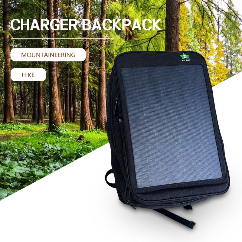 Solar Backpack Manufacturer - Lusen LS-15W Professional Outdoor Riding Travel Waterproof 100% Nylon 20L USB/Type-C Dual