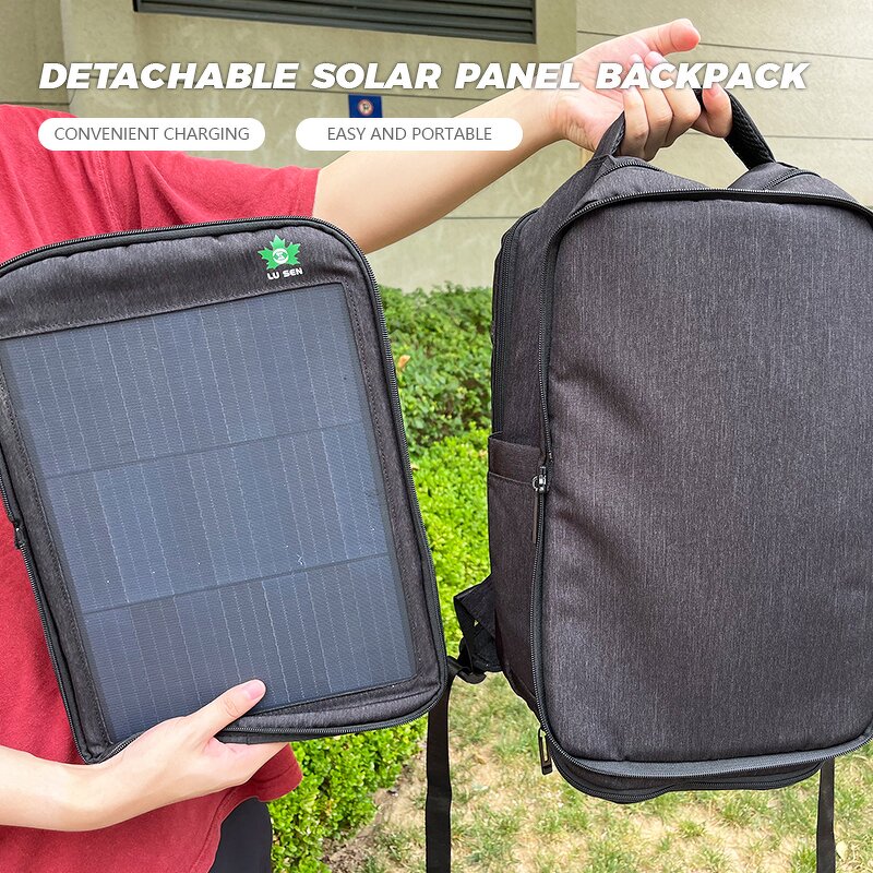 Solar Panel Backpack Manufacturer - Lusen LS-15W Mono PERC with 20L Waterproof 100% Nylon USB/Type-C Dual Output