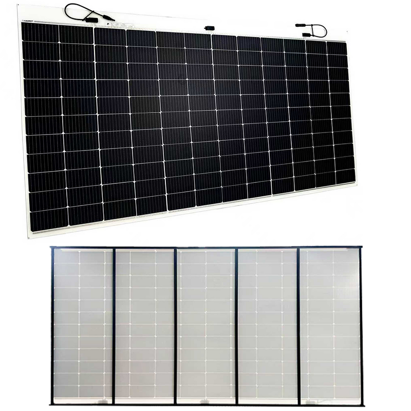 Solar Panel Manufacturer - Lusen Customized HJT 460W 16.49%-17.52% Efficiency Pure Black Glass Front Cover