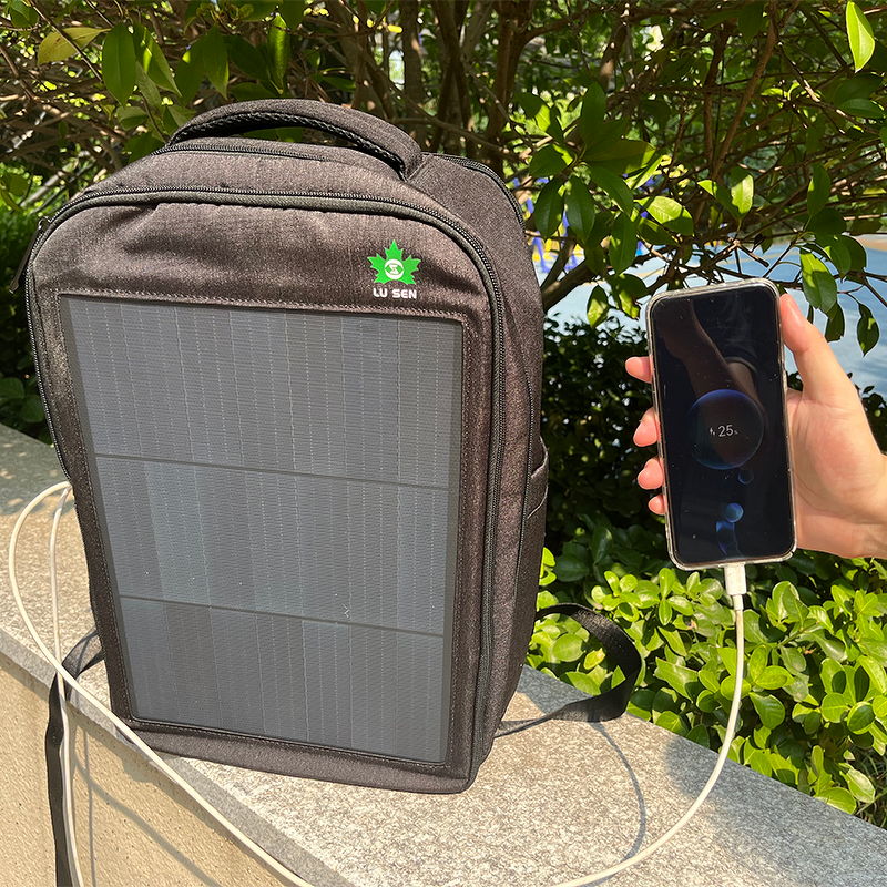 Solar Panel Backpack Manufacturer - Lusen LS-15W Mono PERC with 20L Waterproof 100% Nylon USB/Type-C Dual Output