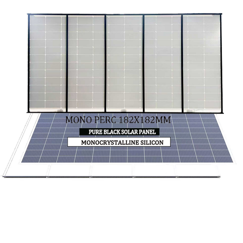 Solar Panel Manufacturer - Lusen Customized HJT Silicon N-Type Bifacial 550W 16.49%-17.52% Efficiency Pure Black Glass Front
