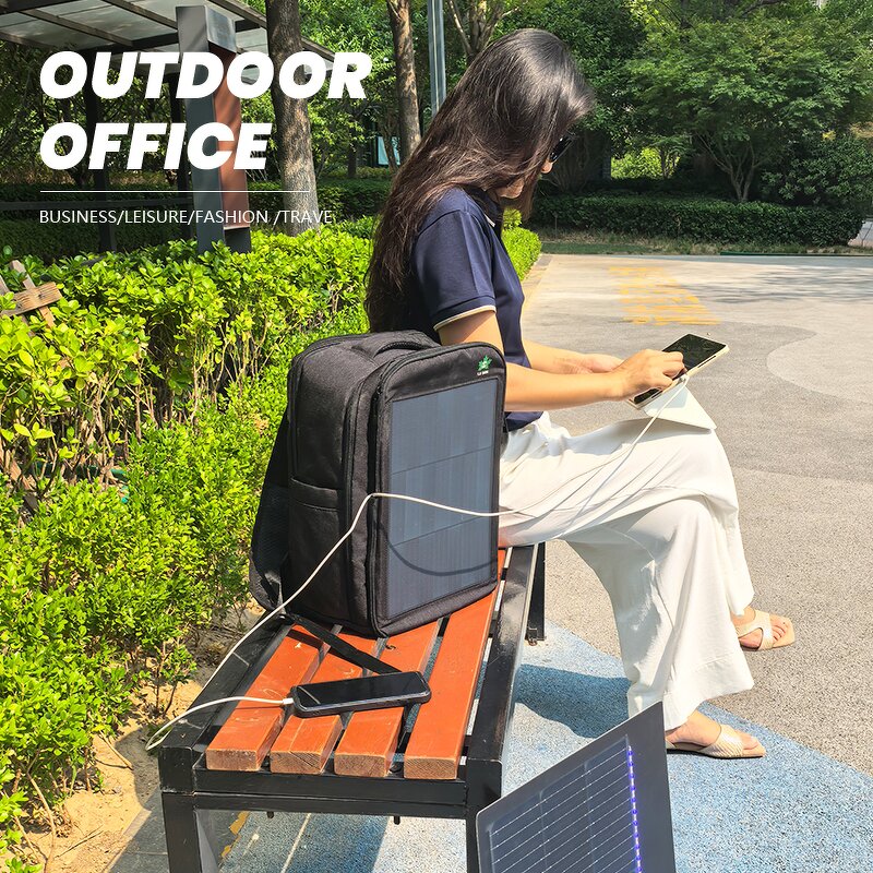 Solar Panel Backpack Manufacturer - Lusen 15W Mono PERC with 20L Waterproof 100% Nylon USB/Type-C Dual Output