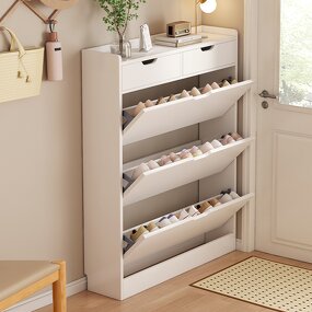 Shoe Cabinet Manufacturer - Modern Style with Flip Drawers Door for Hallway White