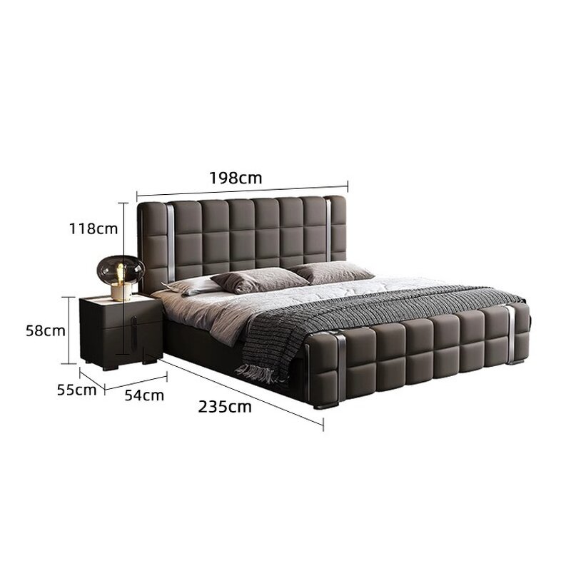 Bedroom Furniture Manufacturer - Luxury Modern Upholstered Double Wooden Bed