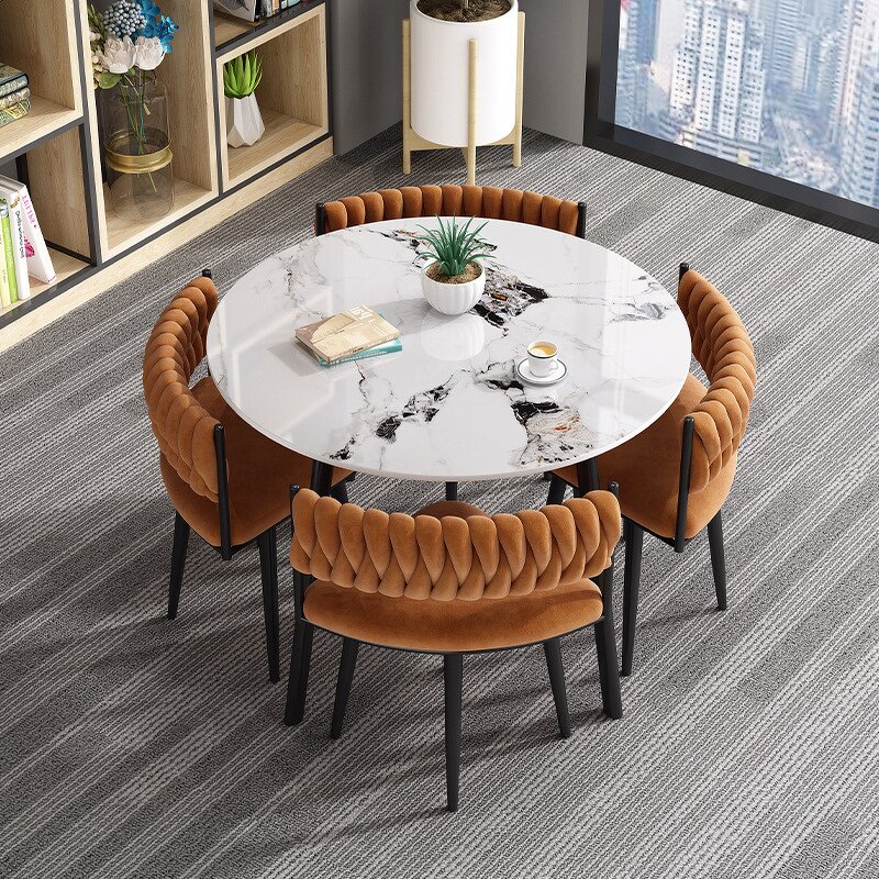 Dining Table Set Manufacturer - Luxury Round Sintered Stone Top for Restaurant & Bar