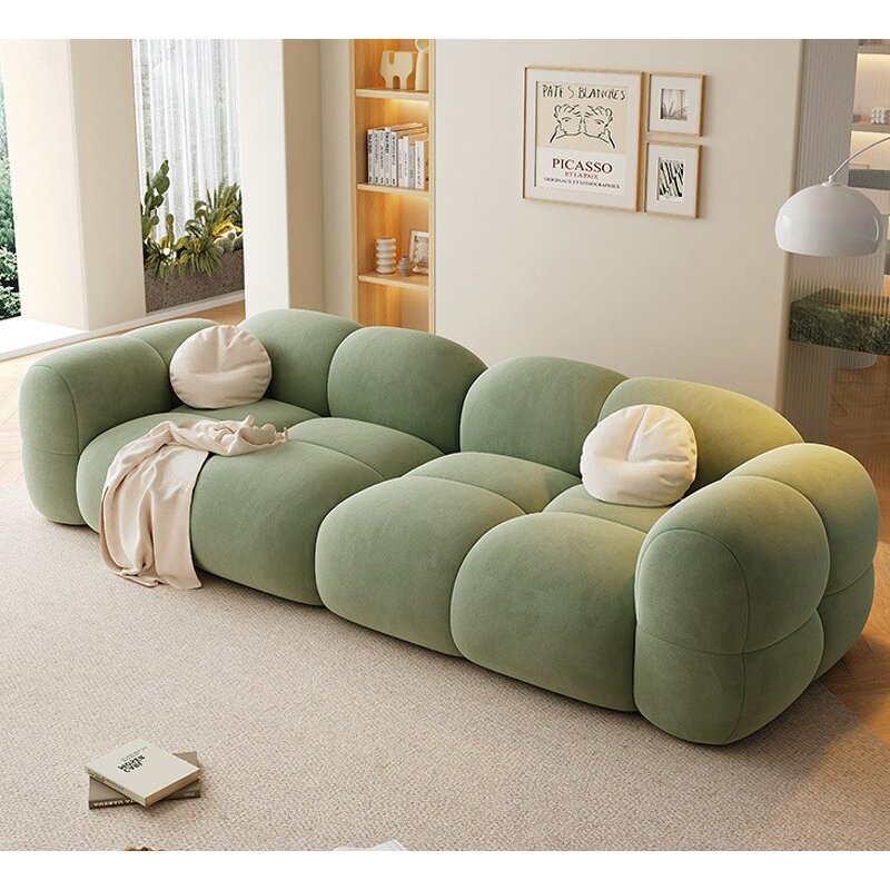 Sofa Set Manufacturer - Living Room Soft Bed Couch with Teddy Fur Throw Blanket