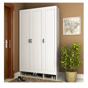 Wardrobe Manufacturer - White Wooden with Hanger for Lady Clothes & Shoes