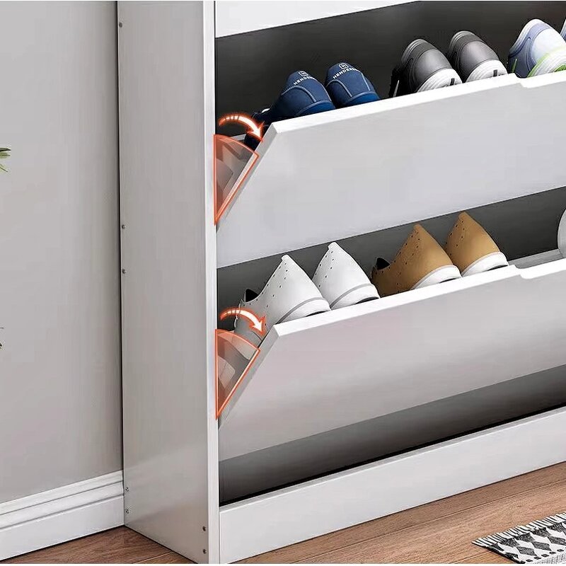 Shoe Cabinet Manufacturer - Modern Style with Flip Drawers Door for Hallway White