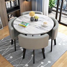 Dining Table Set Manufacturer - 4-Seater Modern Nordic Round Wooden Top