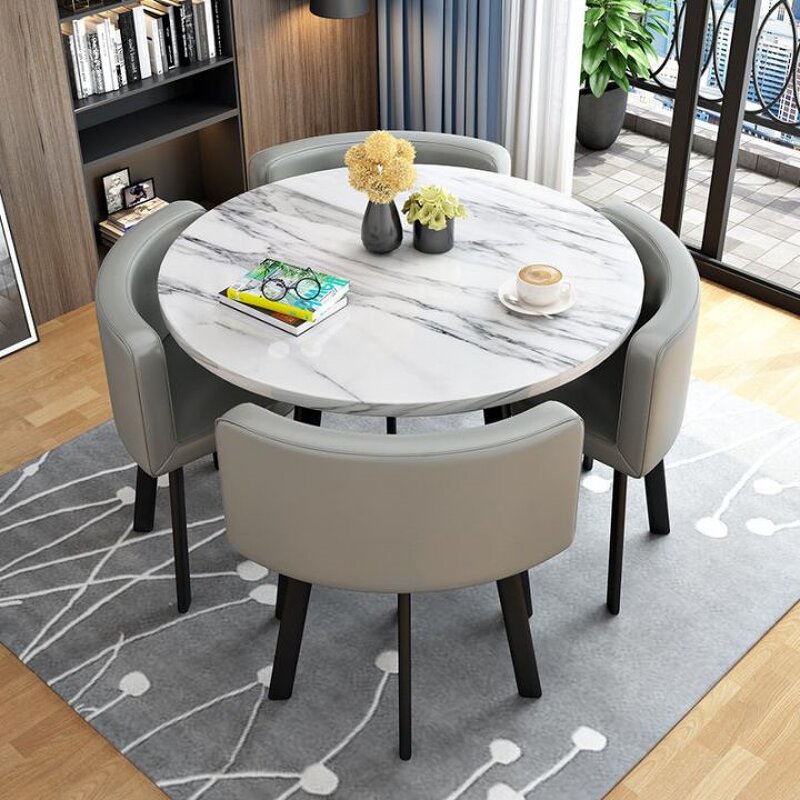 Dining Table Set Manufacturer - 4-Seater Modern Nordic Round Wooden Top