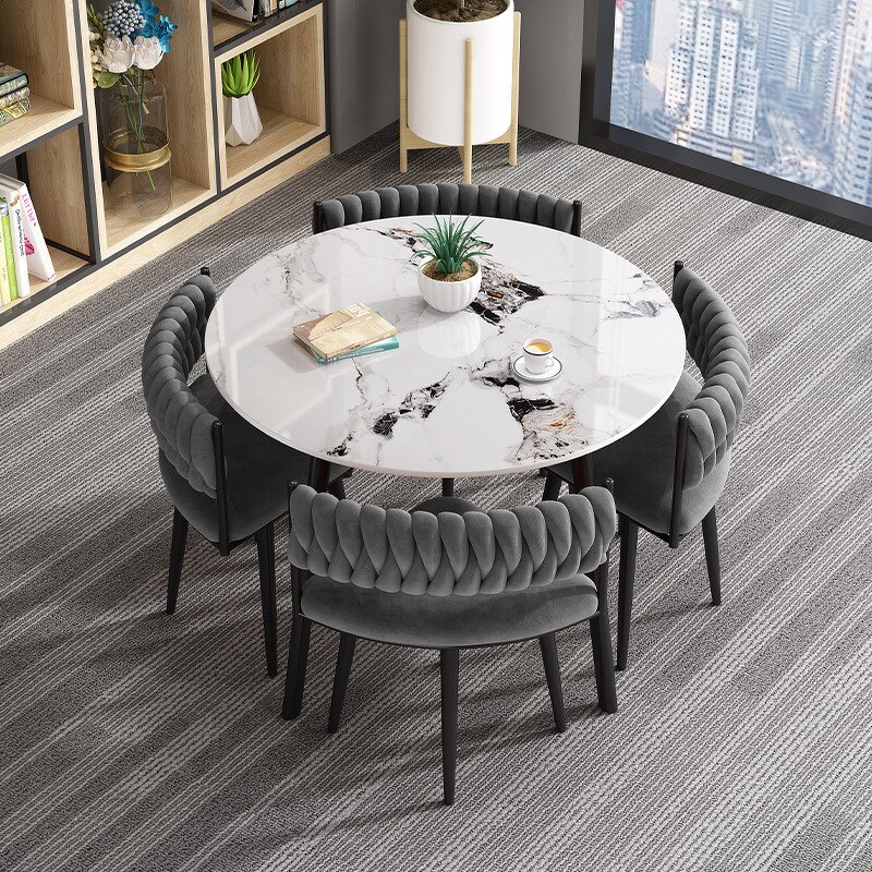 Dining Table Set Manufacturer - Luxury Round Sintered Stone Top for Restaurant & Bar