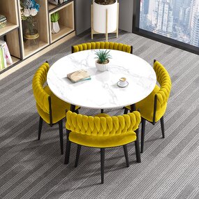 Dining Table Set Manufacturer - Luxury Round Sintered Stone Top for Restaurant & Bar