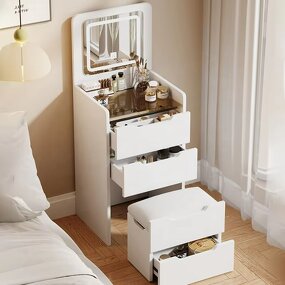 Dressing Table Manufacturer - Malaysia Melamine Small Luxury Design with LED Mirror