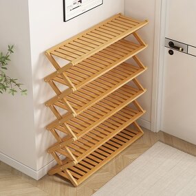 Shoes Rack Manufacturer - 5 Tier Minimalist Bamboo for Corner Partition