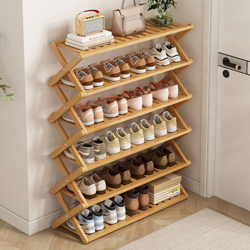 Shoes Rack Manufacturer - 5 Tier Minimalist Bamboo for Corner Partition