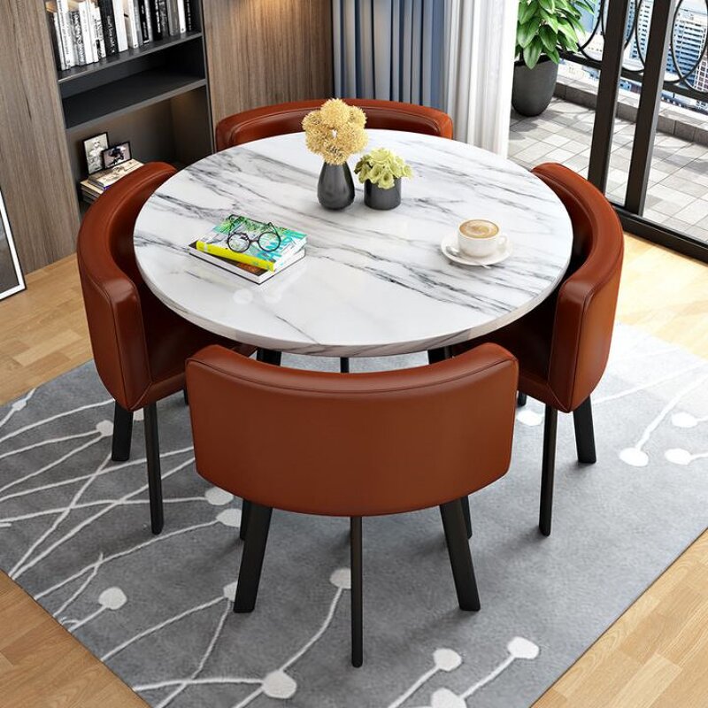 Dining Table Set Manufacturer - 4-Seater Modern Nordic Round Wooden Top