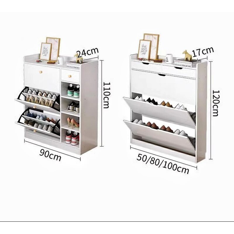 Shoe Cabinet Manufacturer - Modern Style with Flip Drawers Door for Hallway White