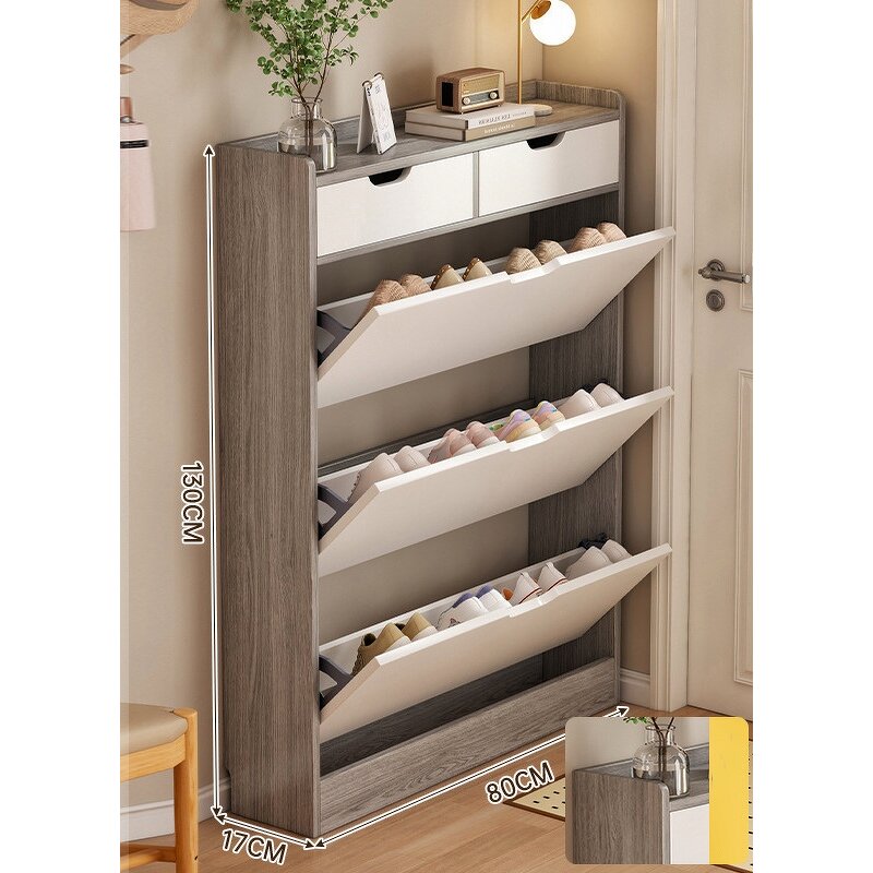 Shoe Cabinet Manufacturer - Modern Style with Flip Drawers Door for Hallway White