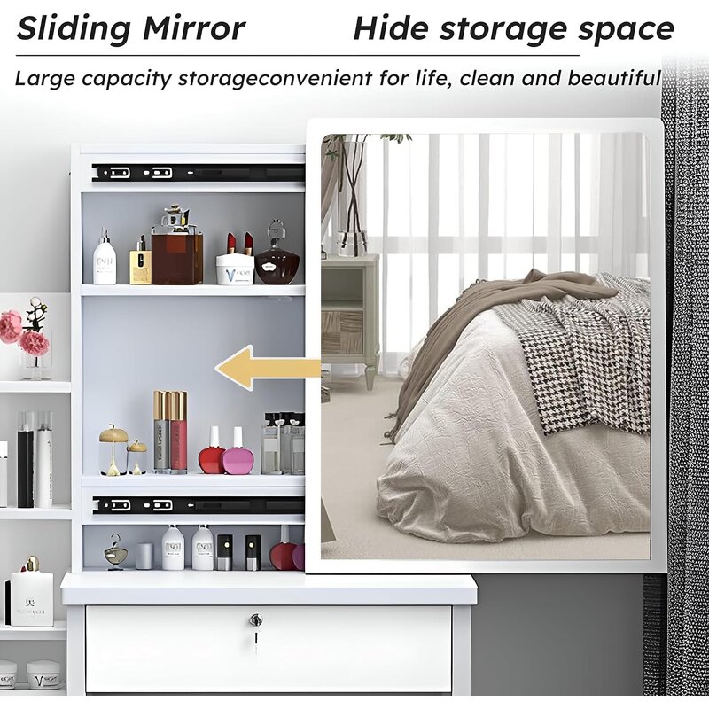 Dressing Table Manufacturer - Wooden with Full Length Mirror & LED Light Drawer