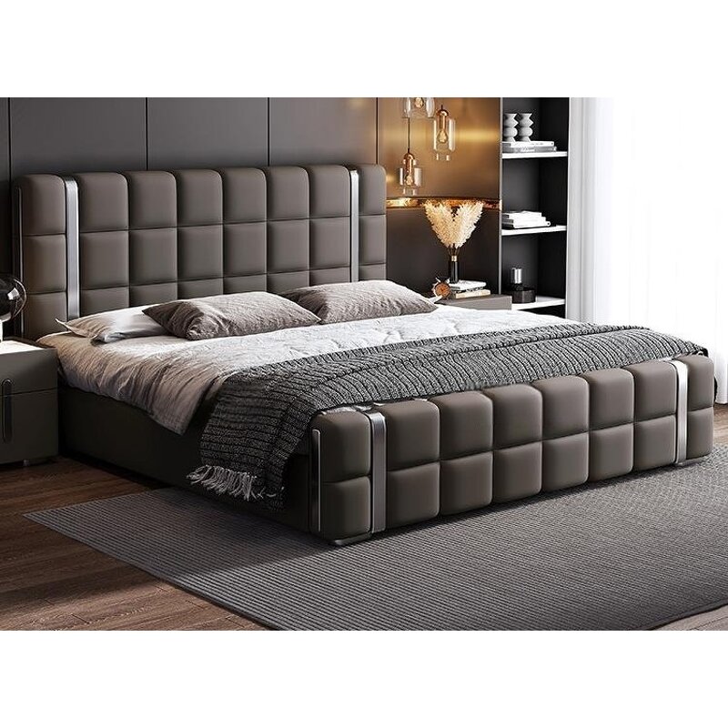 Bedroom Furniture Manufacturer - Luxury Modern Upholstered Double Wooden Bed