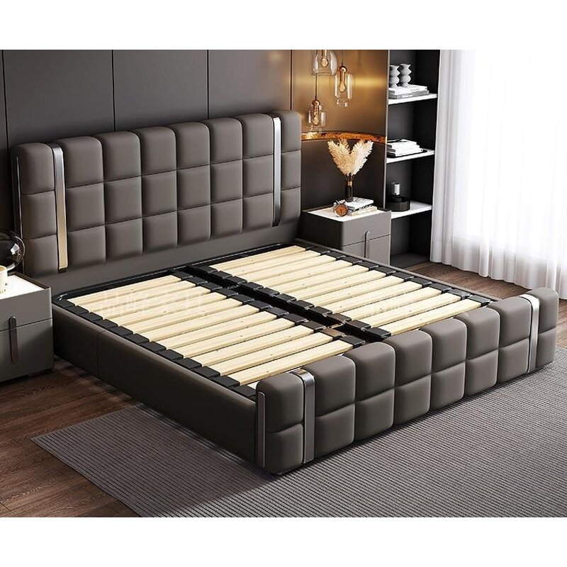 Bedroom Furniture Manufacturer - Luxury Modern Upholstered Double Wooden Bed