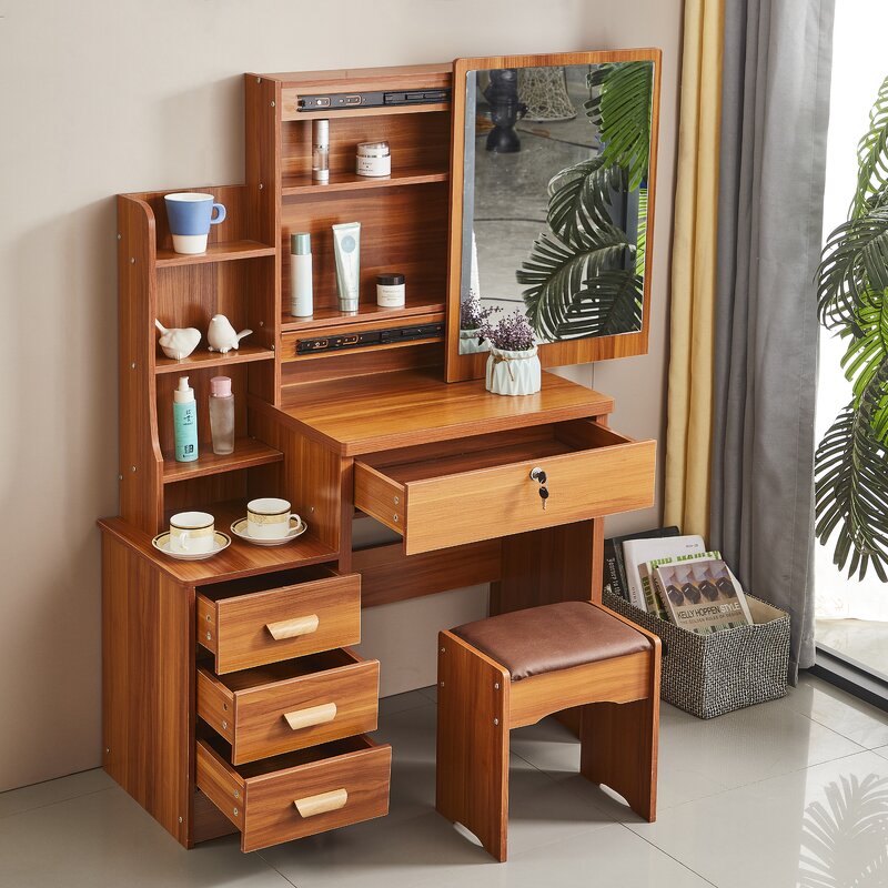 Dressing Table Manufacturer - Cheap Small White Wooden Floating with LED Light