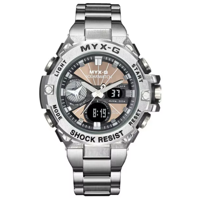 Men's Solar Watch Manufacturer - Solar Energy Endurance Light Kinetic Energy Timer Alarm Clock Rotating Windmill All Steel