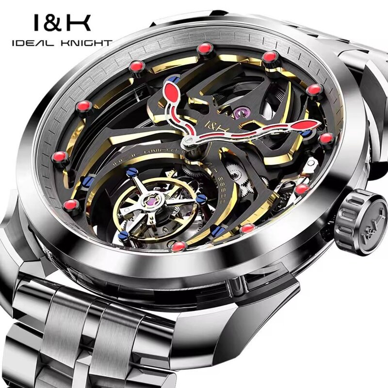 Men's Mechanical Watch Manufacturer - Knight 6802 Custom Logo Skeleton Hollow Miyota Waterproof Tourbillon Automatic
