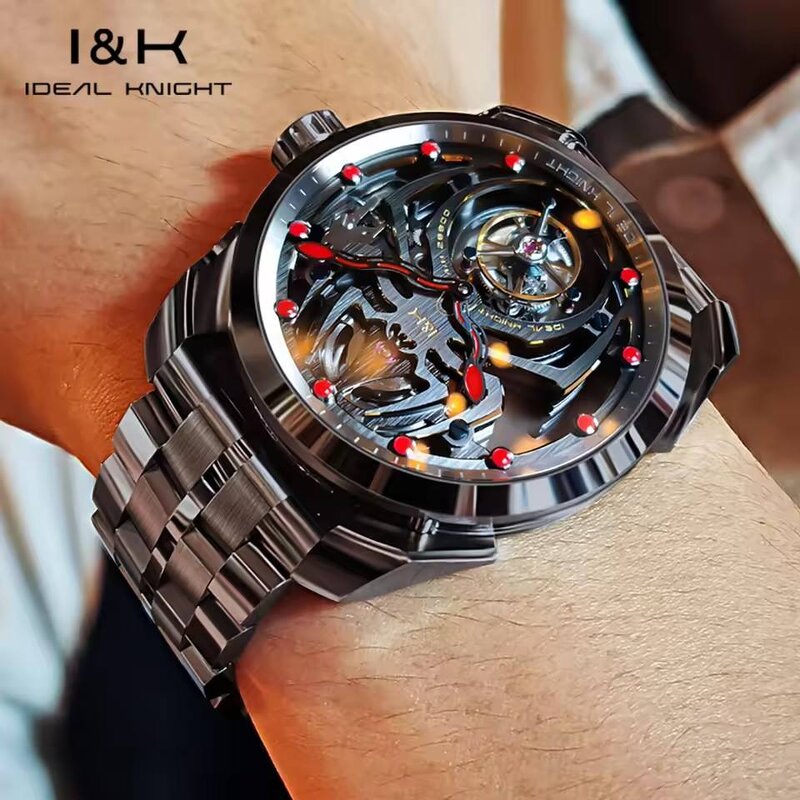 Men's Mechanical Watch Manufacturer - Knight 6802 Custom Logo Skeleton Hollow Miyota Waterproof Tourbillon Automatic