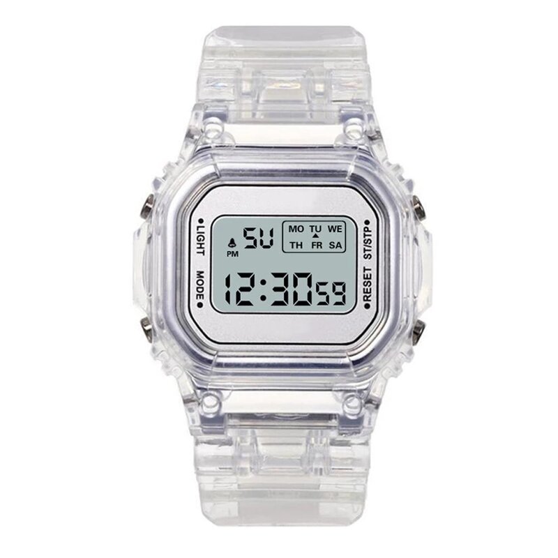 Women's Electronic Watch Manufacturer - Sports Series Transparent Square Electronic Female Student Waterproof LED