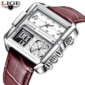 Men's Digital Watch Manufacturer - LIGE 8925 Top Brand Luxury Square Sports Quartz Waterproof Stopwatch