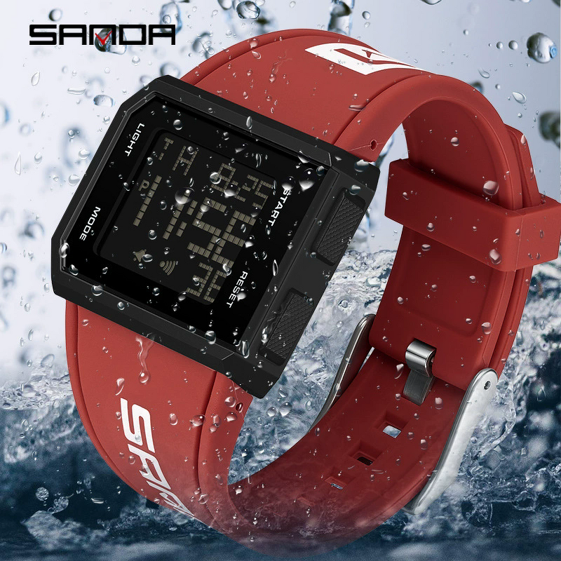Men's Digital Watch Manufacturer - SANDA LED Light Waterproof Calendar Countdown Electronic Simple Male Clock