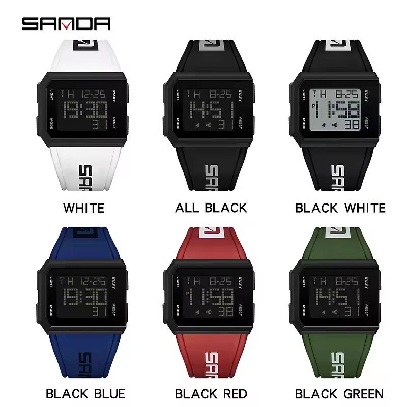 Men's Digital Watch Manufacturer - SANDA LED Light Waterproof Calendar Countdown Electronic Simple Male Clock