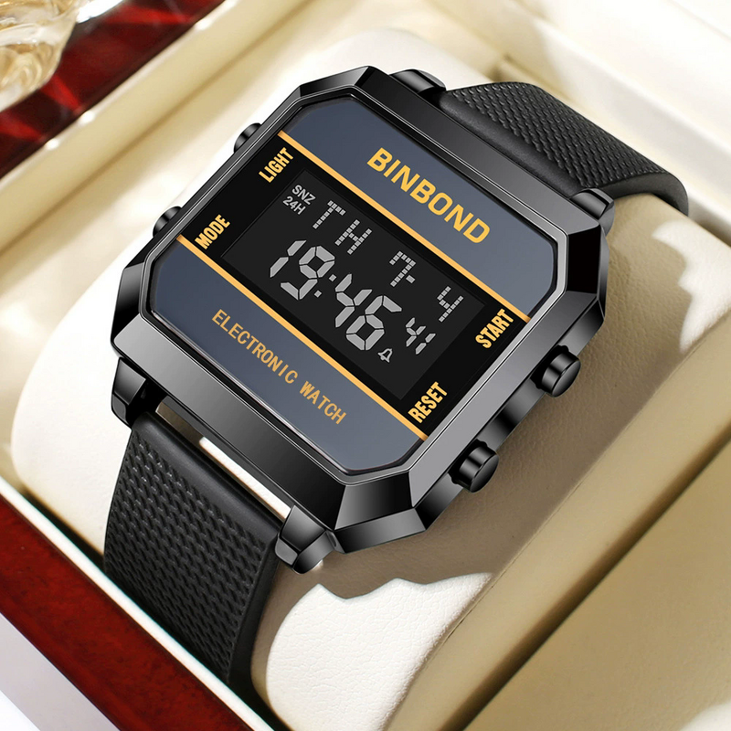 Men's Electronic Watch Manufacturer - BINBOND Business Sports Multifunctional Waterproof Silicone Strap Male Student Fashion