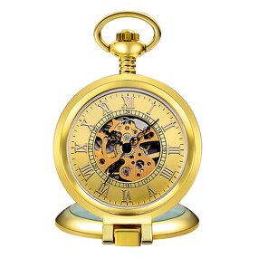 Men's Pocket Watch Manufacturer - ORKINA Stainless Steel Fashion Casual Gold Automatic Mechanical Flip Manual Hollow