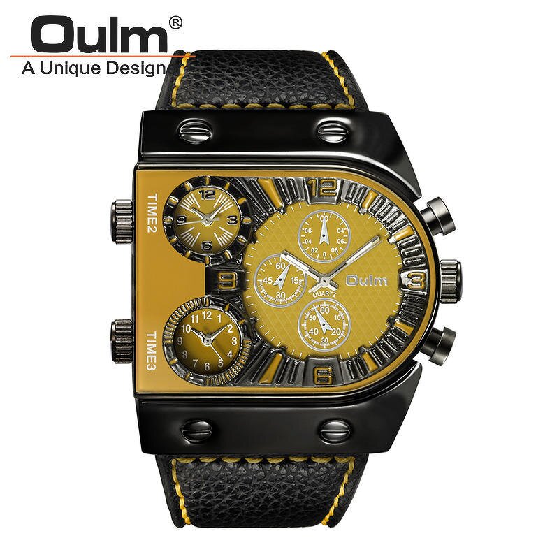 Men's Quartz Watch Manufacturer - Brand New Oulm 9315 Waterproof Wristwatch Luxury Gold Male