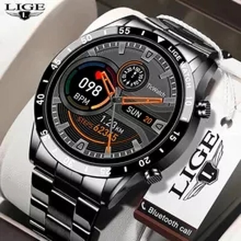 Men's Smart Watch Manufacturer - LIGE 2024 Full Circle Touch Screen BT Call Waterproof Sport Activity Fitness