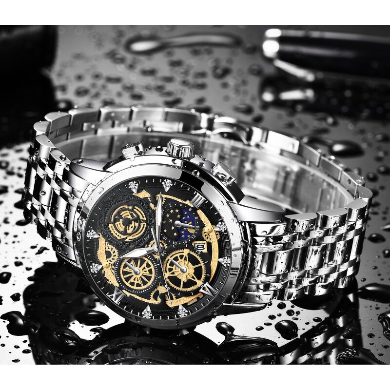 Men's Luxury Watch Manufacturer - VAVA VOOM 2452 Brand Fashion Stainless Steel Hollow Dial Calendar Quartz Business