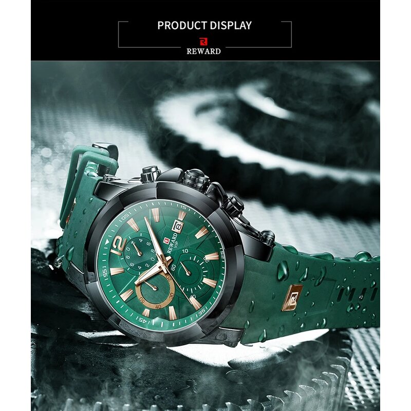 Men's Sport Watch Manufacturer - REWARD RD83006M Luxury Chronograph Quartz 48mm Dial Silicone Wrist Fashionable Clock