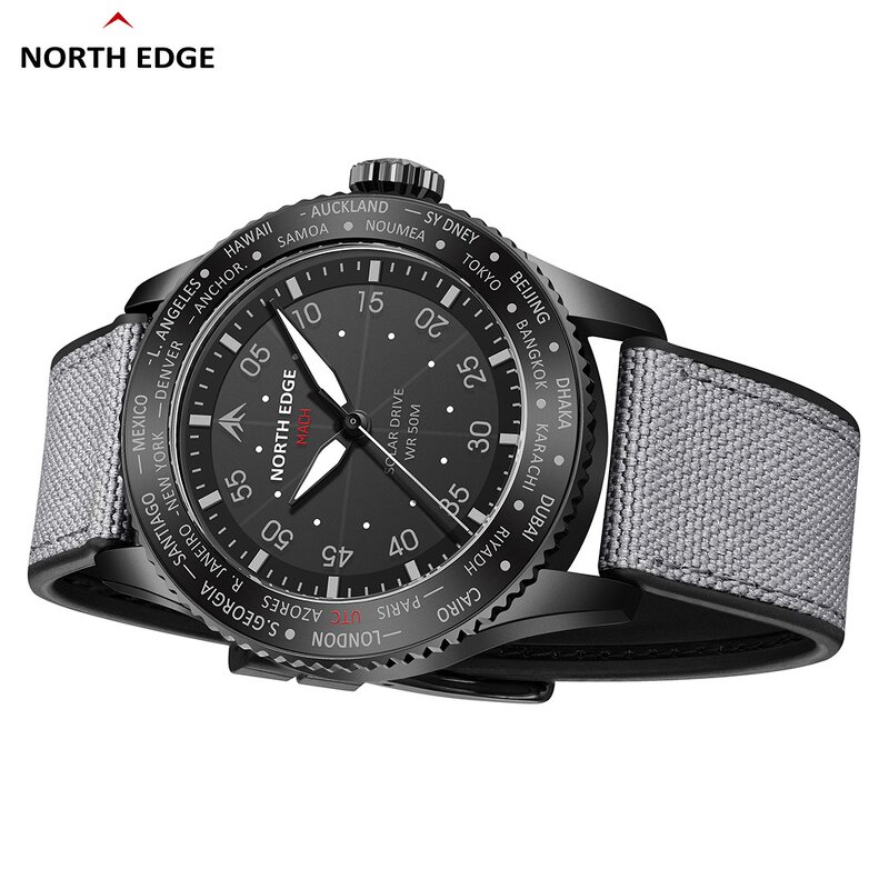 Men's Quartz Watch Manufacturer - NORTH EDGE MACH Solar Power Waterproof 50M Pilot Sports Luminous Environmentally