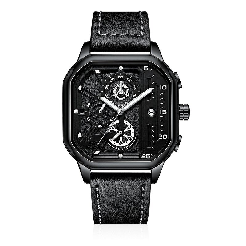 Men's Quartz Watch Manufacturer - 2024 New Design Popular with Genuine Band Chronograph Sport Square Waterproof Luxury