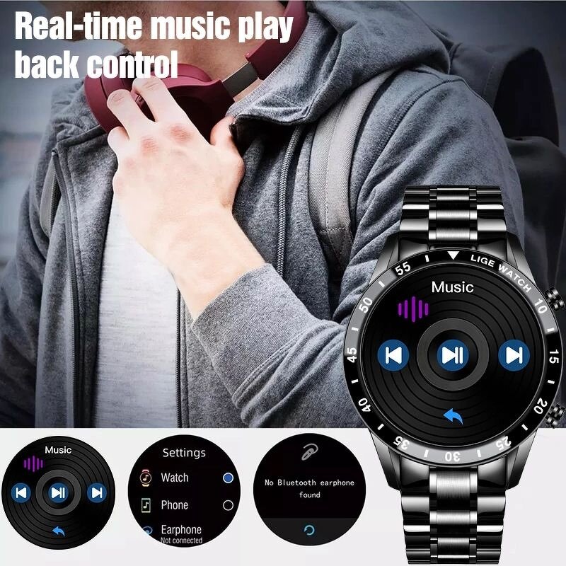 Men's Smart Watch Manufacturer - LIGE 0189 Full Touch Screen Sports Fitness IP67 Waterproof for Android Ios