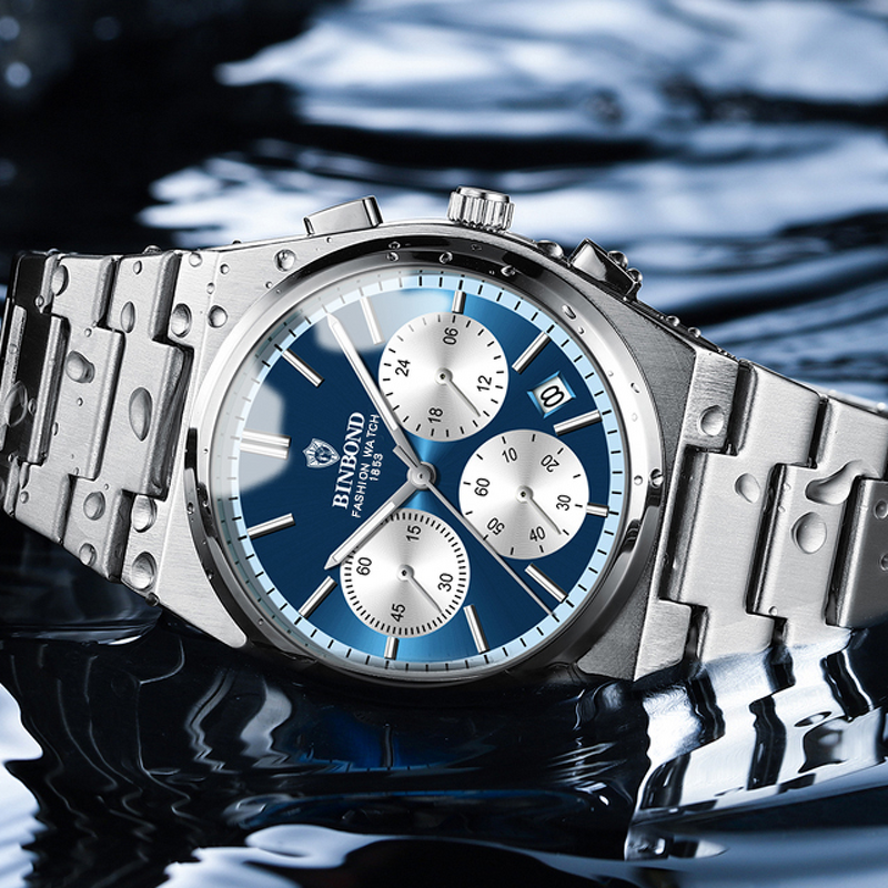 Men's Chronograph Watch Manufacturer - BINBOND New Top Brand Luminous 30M Waterproof Multifunctional