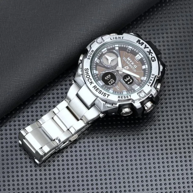 Men's Solar Watch Manufacturer - Solar Energy Endurance Light Kinetic Energy Timer Alarm Clock Rotating Windmill All Steel 2024