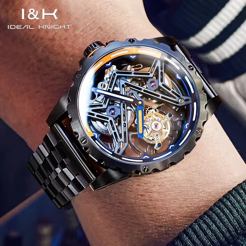 Men's Mechanical Watch Manufacturer - IDEAL KNIGHT 6803 Tourbillon Sapphire Automatic 44MM Stainless Steel Waterproof