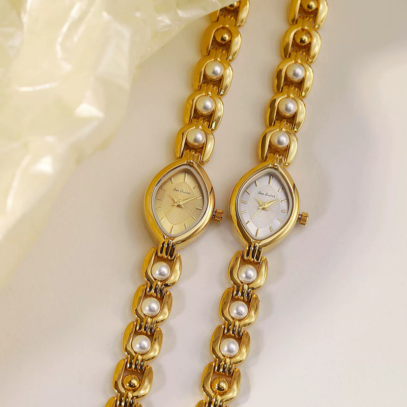 Oval Ladies Watch Manufacturer - BS Bee Sister Hot Sale Quartz Glass Pointer Vintage Elegant Hidden Clasp Pearl