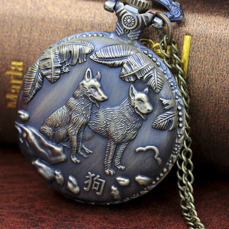 Men's Zodiac Watch Manufacturer - Chinese Zodiac Bronze Pocket Antique 12 Zodiac Retro Three-dimensional Engraving Animal Quartz