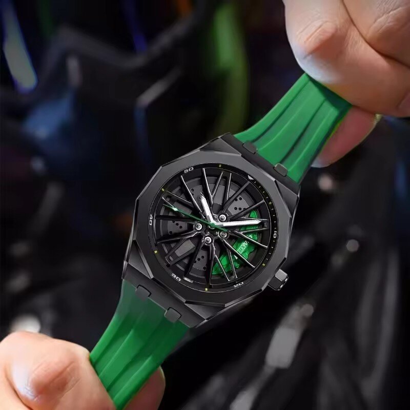 Men's Fashion Watch Manufacturer - CHAXIGO 7277 Quartz Wheel Rotation Design Waterproof Luminous Silicone Strap