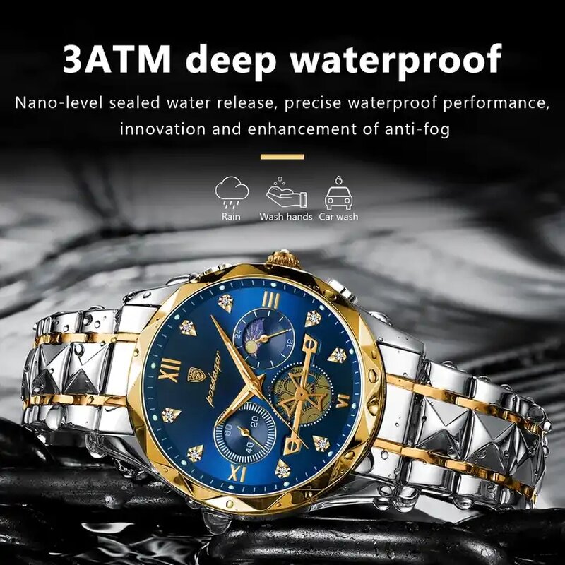 Men's Luxury Watch Manufacturer - POEDAGAR 996 Fashion Quartz Stainless Steel Top Brand Business Waterproof Date