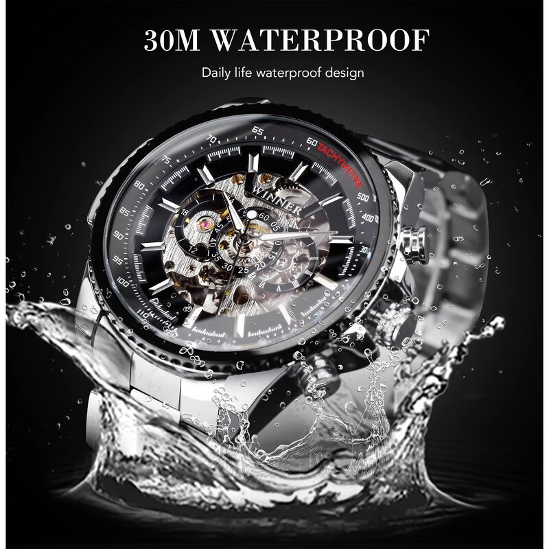 Men's Automatic Wristwatch Manufacturer - Winner Waterproof Stainless Steel Sport with Round Pointer Dial